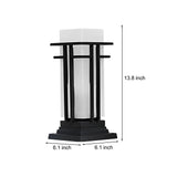 Waterproof Outdoor Fence Post Light Black Aluminum Column Lamp with Frosted Glass for Garden