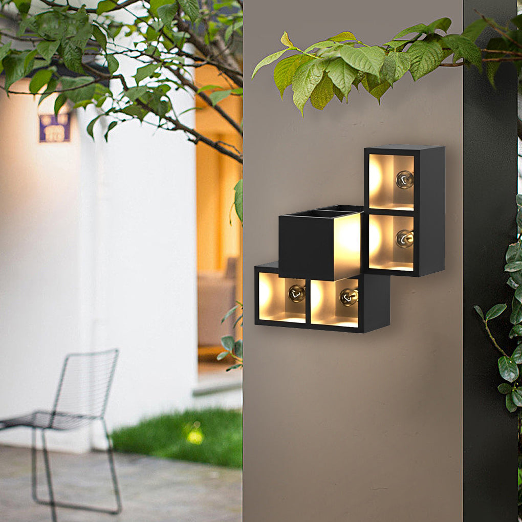 Waterproof Outdoor LED Wall Sconce with Integrated Flowerpot Black Exterior Light