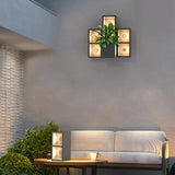 Waterproof Outdoor LED Wall Sconce with Integrated Flowerpot Black Exterior Light