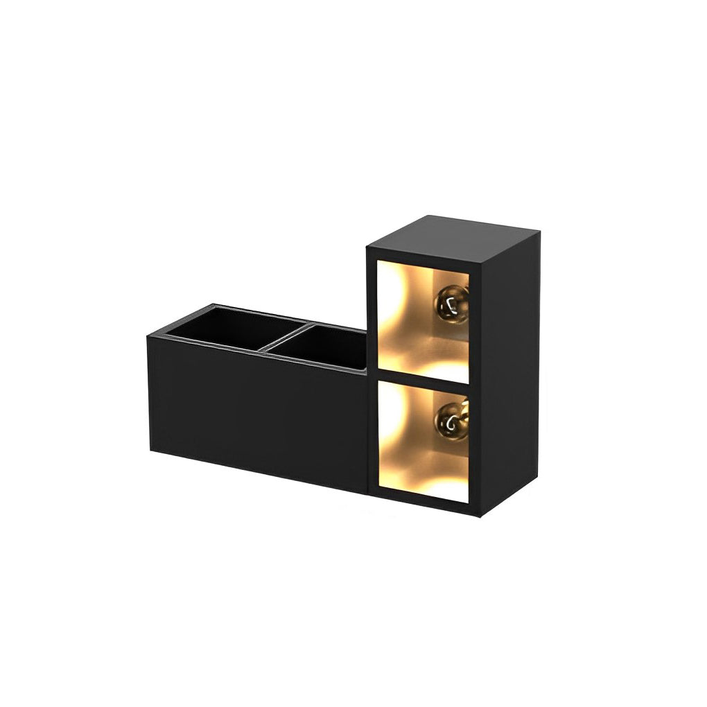 Waterproof Outdoor LED Wall Sconce with Integrated Flowerpot Black Exterior Light