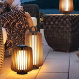 Waterproof Outdoor Portable Lantern for Patio Garden and Camping with Teak Wood Accents
