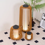Waterproof Outdoor Portable Lantern for Patio Garden and Camping with Teak Wood Accents
