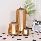 Waterproof Outdoor Portable Lantern for Patio Garden and Camping with Teak Wood Accents