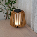 Waterproof Outdoor Portable Lantern for Patio Garden and Camping with Teak Wood Accents