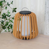 Waterproof Outdoor Portable Lantern for Patio Garden and Camping with Teak Wood Accents
