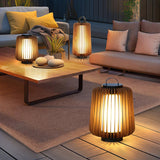 Waterproof Outdoor Portable Lantern for Patio Garden and Camping with Teak Wood Accents