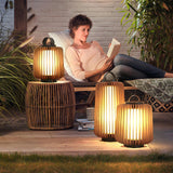Waterproof Outdoor Portable Lantern for Patio Garden and Camping with Teak Wood Accents