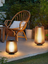 Waterproof Outdoor Portable Lantern for Patio Garden and Camping with Teak Wood Accents