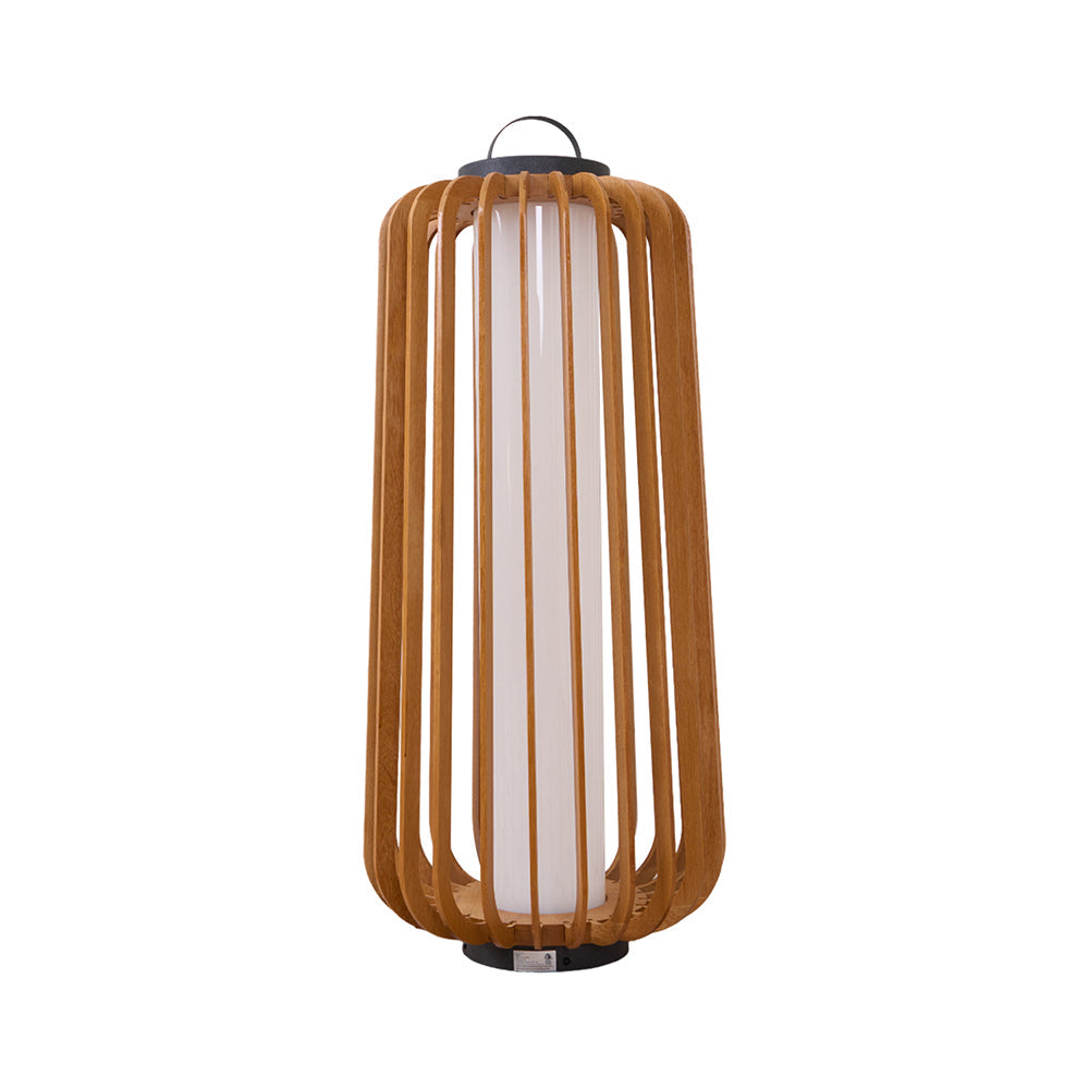 Waterproof Outdoor Portable Lantern for Patio Garden and Camping with Teak Wood Accents