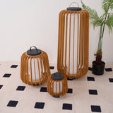 Waterproof Outdoor Portable Lantern for Patio Garden and Camping with Teak Wood Accents
