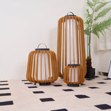 Waterproof Outdoor Portable Lantern for Patio Garden and Camping with Teak Wood Accents