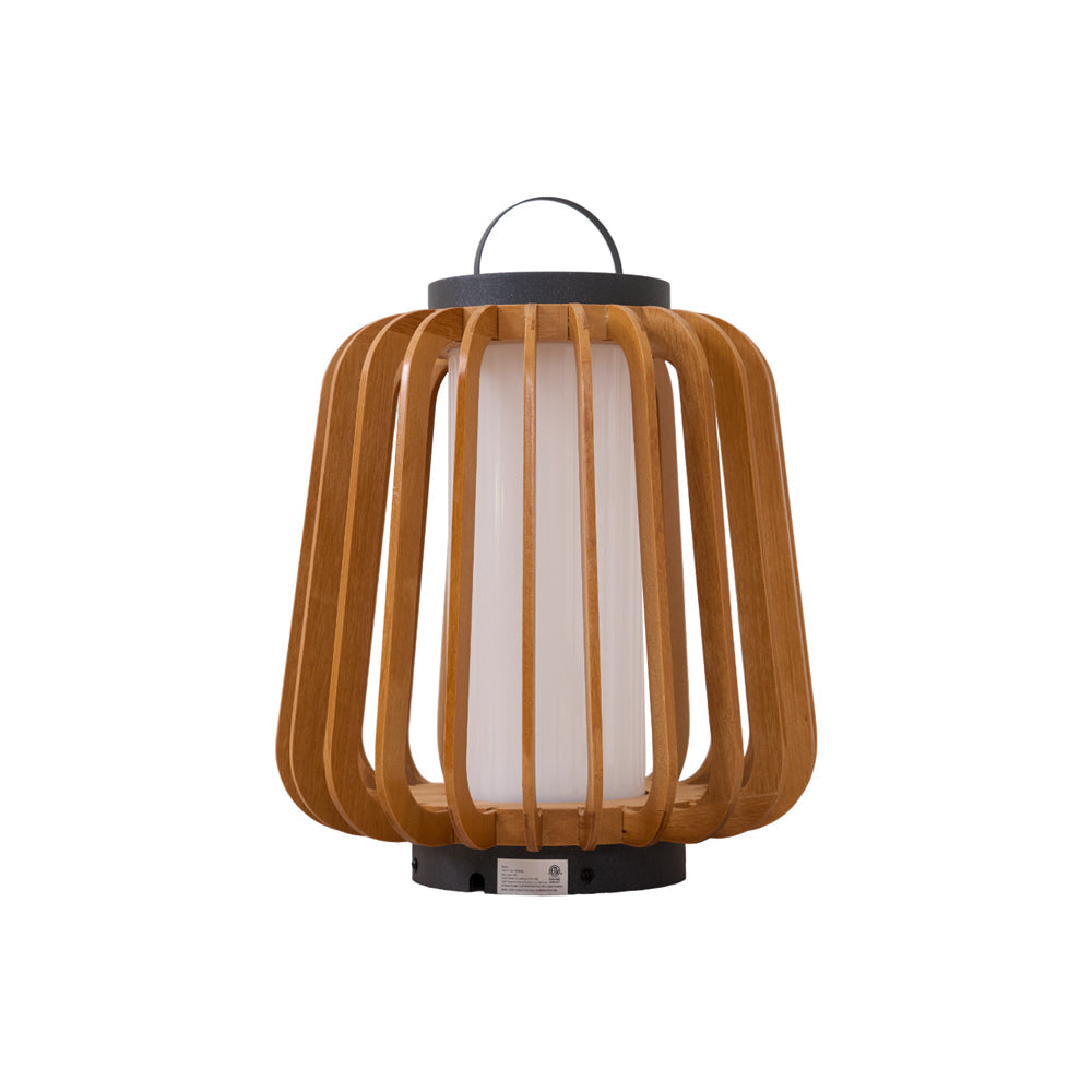 Waterproof Outdoor Portable Lantern for Patio Garden and Camping with Teak Wood Accents