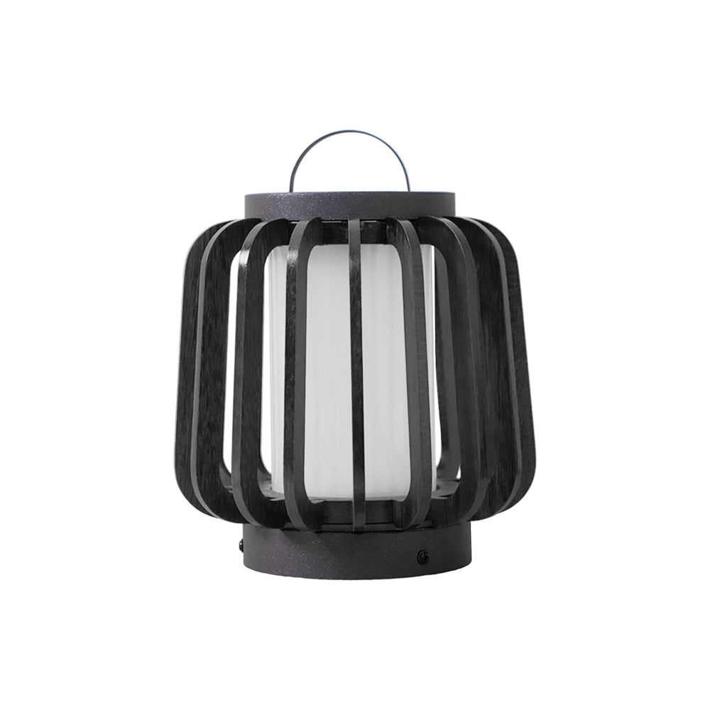 Waterproof Outdoor Portable Lantern for Patio Garden and Camping with Teak Wood Accents