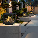 Waterproof Outdoor Solar Mountain Landscape Column Light LED Pillar Lamp for Garden Courtyard