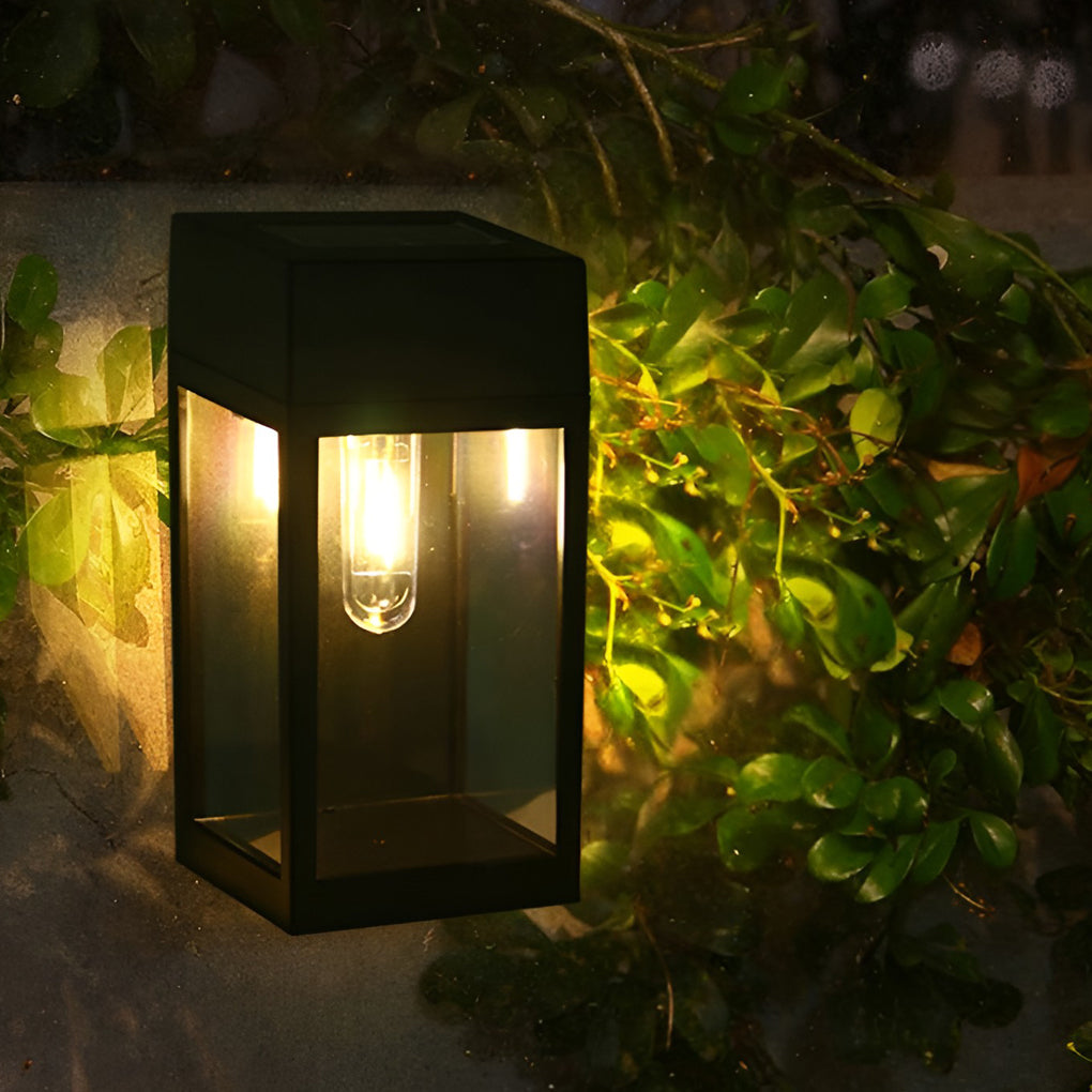 Waterproof Rectangular Glass LED Solar Outdoor Wall Lamp for Garden and Fence