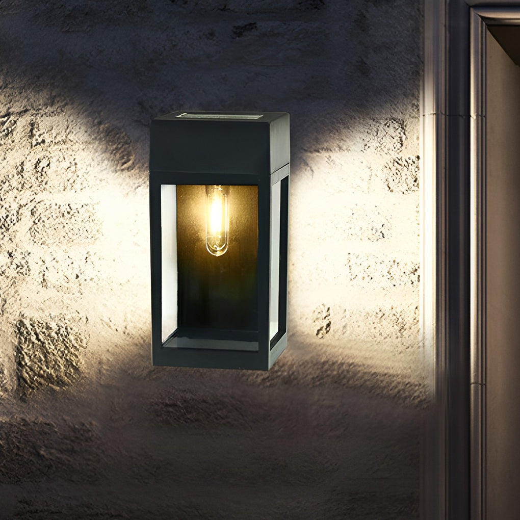Waterproof Rectangular Glass LED Solar Outdoor Wall Lamp for Garden and Fence
