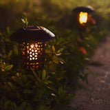 Waterproof Retro Solar Powered Outdoor Pathway Light Black Aluminum Landscape Stake