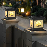 Waterproof Retro Square Solar Post Cap Light for Outdoor Fence with Mountain Scenery Design