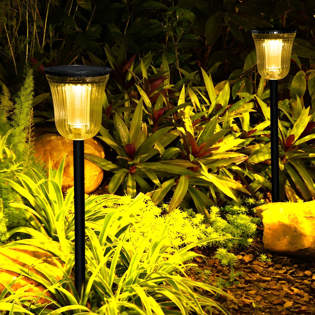 Waterproof Round Solar Powered LED Garden Pathway Lights with Motion Sensor 2 Piece Set for Outdoor Walkways