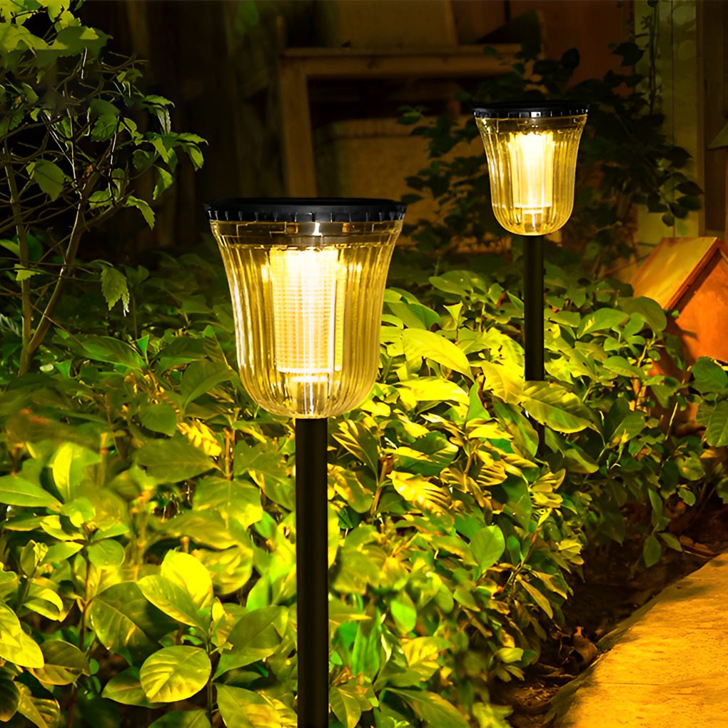 Waterproof Round Solar Powered LED Garden Pathway Lights with Motion Sensor 2 Piece Set for Outdoor Walkways