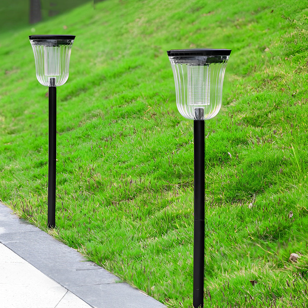 Waterproof Round Solar Powered LED Garden Pathway Lights with Motion Sensor 2 Piece Set for Outdoor Walkways