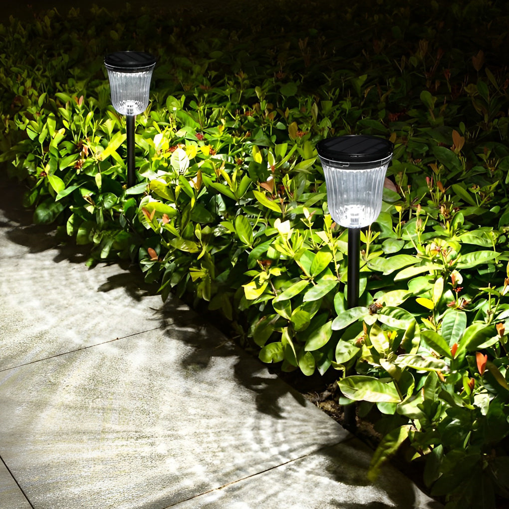 Waterproof Round Solar Powered LED Garden Pathway Lights with Motion Sensor 2 Piece Set for Outdoor Walkways