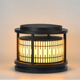 Waterproof Solar Fence Post Lights Retro Pattern Black LED Outdoor Pillar Lantern for Villa Garden