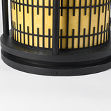 Waterproof Solar Fence Post Lights Retro Pattern Black LED Outdoor Pillar Lantern for Villa Garden
