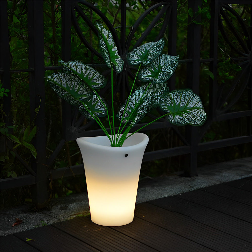 Waterproof Solar LED Luminous Flowerpot Outdoor Landscape Planter Light for Modern Garden Pathways