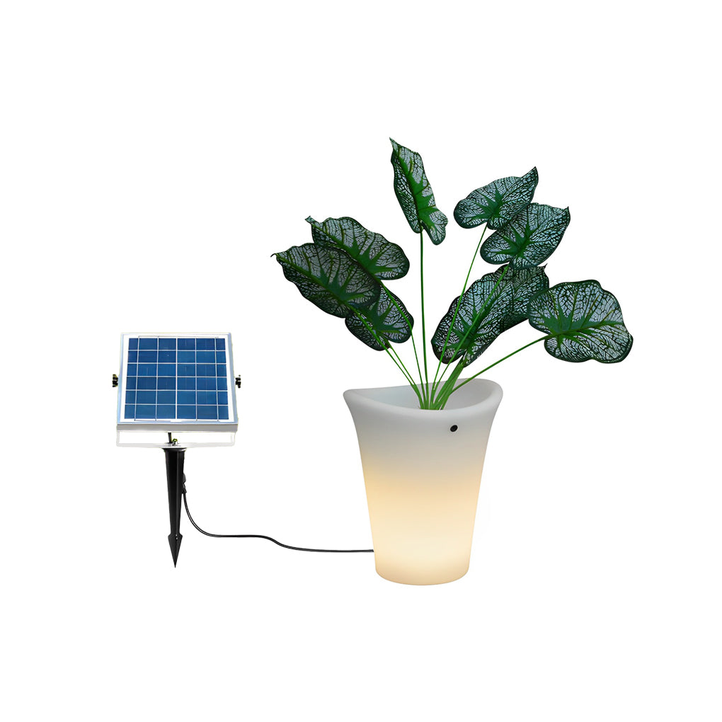 Waterproof Solar LED Luminous Flowerpot Outdoor Landscape Planter Light for Modern Garden Pathways