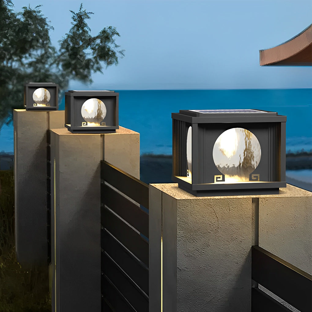 Waterproof Solar Post Cap Light Black Aluminum LED Fence Lamp for Backyard Deck and Garden Path