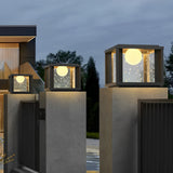 Waterproof Solar Powered Crystal Glass Ball Pillar Light LED Outdoor Garden Fence Post Lamp
