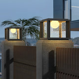 Waterproof Solar Powered Crystal Glass Ball Pillar Light LED Outdoor Garden Fence Post Lamp