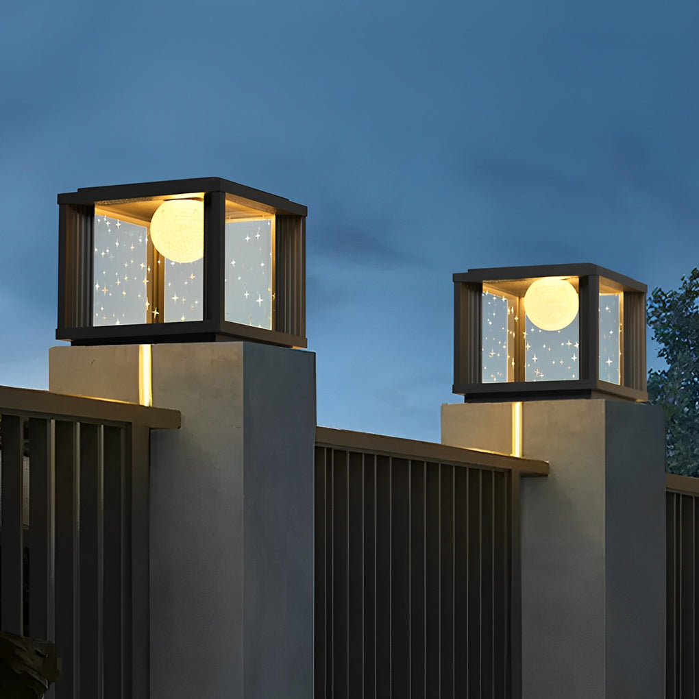 Waterproof Solar Powered Crystal Glass Ball Pillar Light LED Outdoor Garden Fence Post Lamp