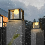 Waterproof Solar Powered Crystal Glass Ball Pillar Light LED Outdoor Garden Fence Post Lamp