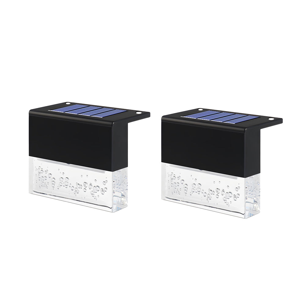Waterproof Solar Powered Fence Lights with RGB Color Changing and Warm White LED for Deck Step and Wall 2 Pack