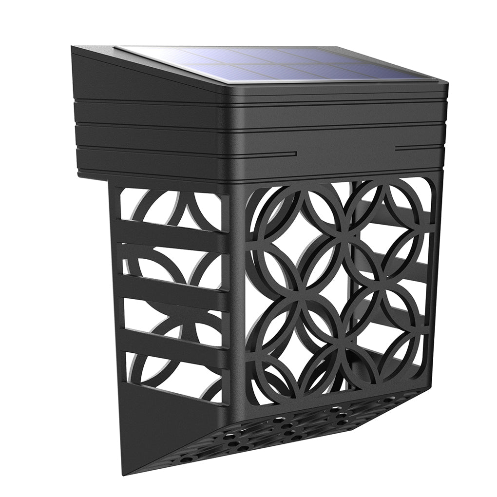 Waterproof Solar Powered Hollow Pattern Outdoor Wall Sconce for Garden Fence Lighting