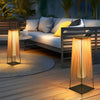 Waterproof Solar Powered Outdoor LED Floor Lamp with Rustic Rubber Shade and Stainless Steel Base