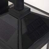 Waterproof Solar Powered Outdoor Wall Sconce Black Aluminum and Glass Exterior Garden Lantern