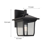Waterproof Solar Powered Outdoor Wall Sconce Black Aluminum and Glass Exterior Garden Lantern