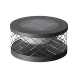 Waterproof Solar Powered Post Cap Lights Modern Black Round Outdoor Fence Lanterns for Deck and Garden