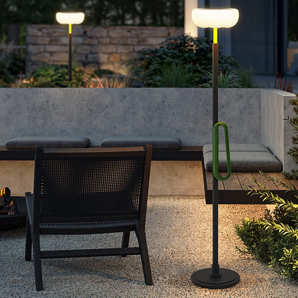 Waterproof Solar Torchiere Outdoor Floor Lamp 76 Inch Tall Portable Black Aluminum Garden Light