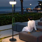 Waterproof Solar Torchiere Outdoor Floor Lamp 76 Inch Tall Portable Black Aluminum Garden Light