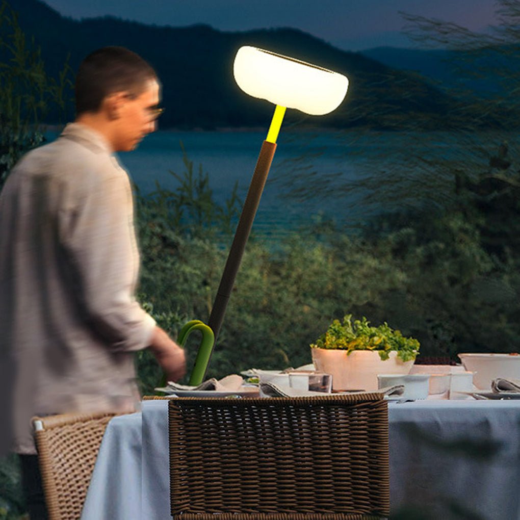 Waterproof Solar Torchiere Outdoor Floor Lamp 76 Inch Tall Portable Black Aluminum Garden Light