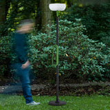 Waterproof Solar Torchiere Outdoor Floor Lamp 76 Inch Tall Portable Black Aluminum Garden Light