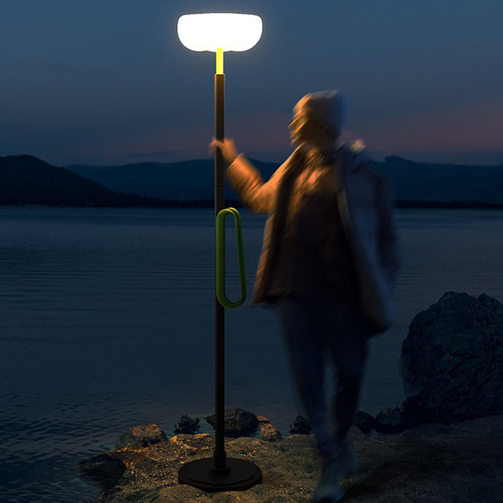 Waterproof Solar Torchiere Outdoor Floor Lamp 76 Inch Tall Portable Black Aluminum Garden Light
