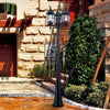 Waterproof Triple Head European Garden Street Light Post for Yard and Path Lighting in Black