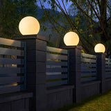 Waterproof White Resin Moon Ball LED Outdoor Post Light Modern Round Fence Sphere Lighting