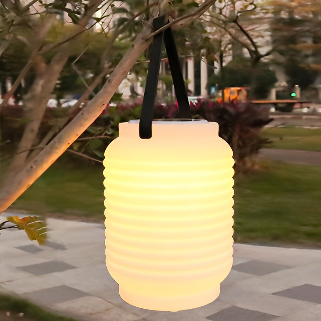 Waterproof White Solar LED Cylinder Camping Lantern Portable Outdoor Table Lamp with Remote