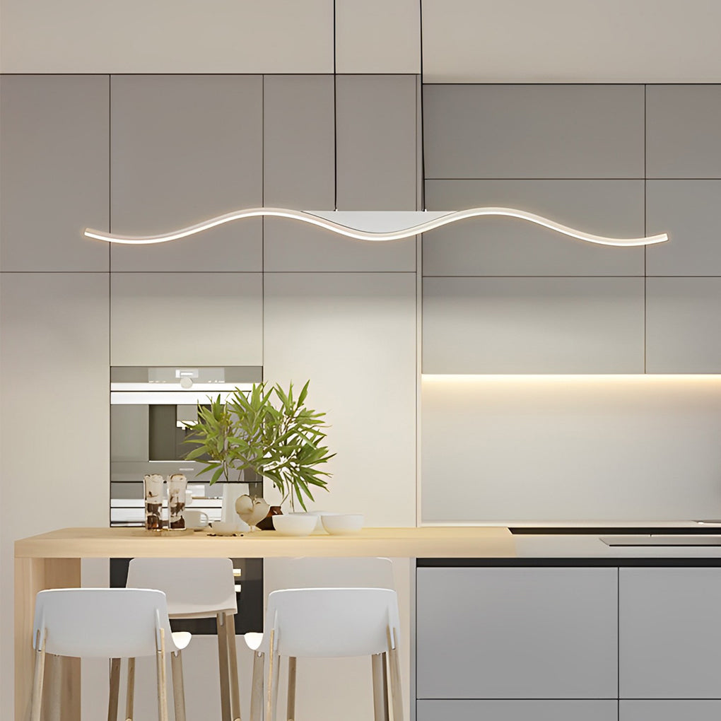 Wave Design Modern LED Chandelier Dimmable Minimalist Pendant Lighting for Bar and Dining Area